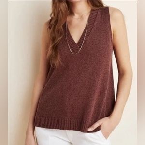 Anthropologie Camilla V-Neck Swing Sweater Vest Brown Size XS
